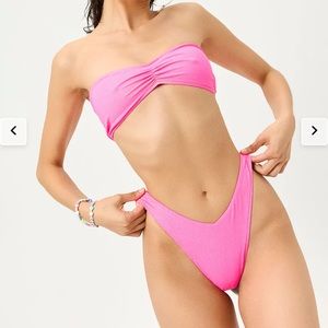 Frankies Bikinis Jeanette Strapless Glitter Top & Haven Cheeky Glitter Bottom